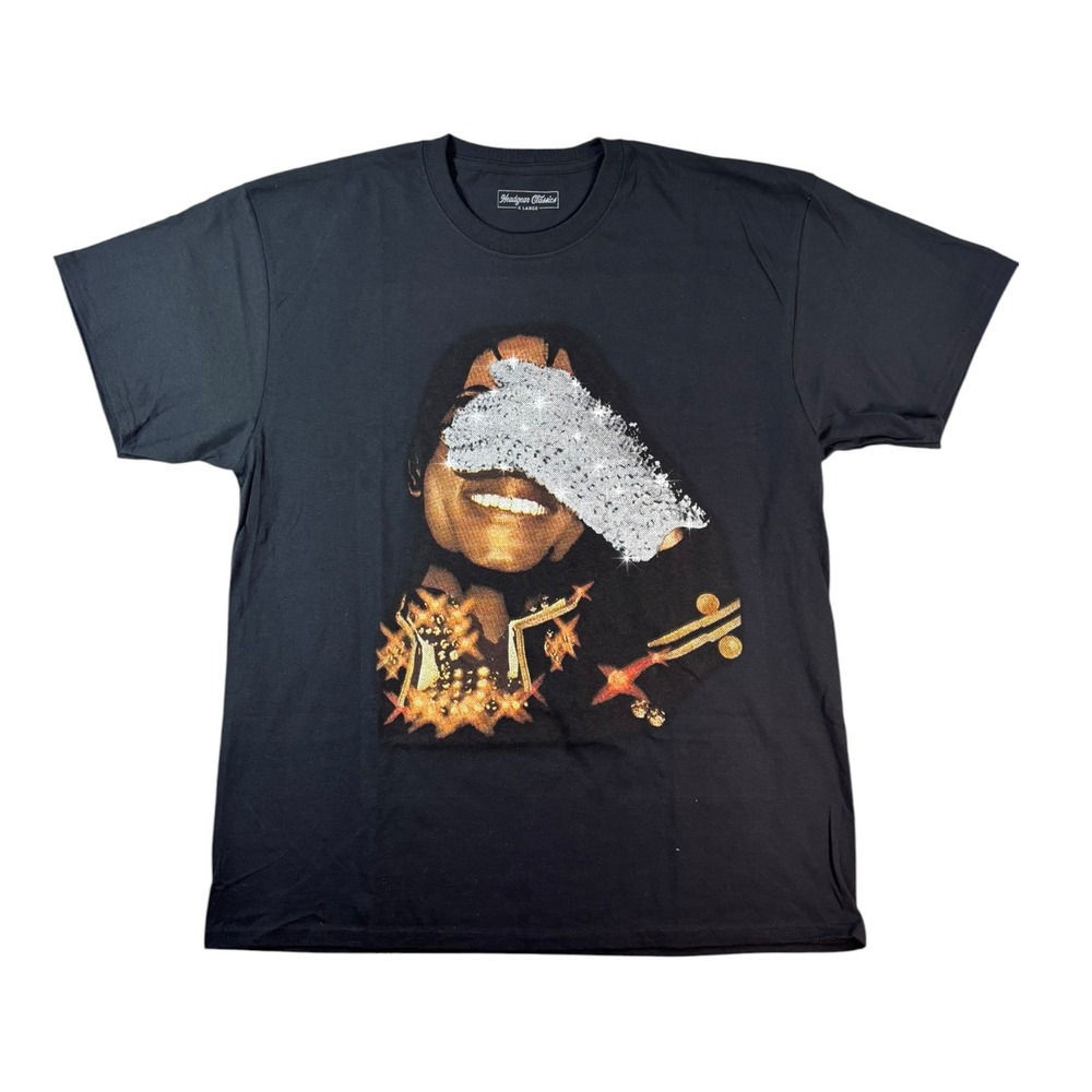 Headgear Classics Michael Jackson Rhinestone Glove Graphic T-Shirt Black XL